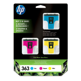 HP 363 - CB333EE - Pack de 3 cartouches d'encre Cyan/Magenta/Jaune